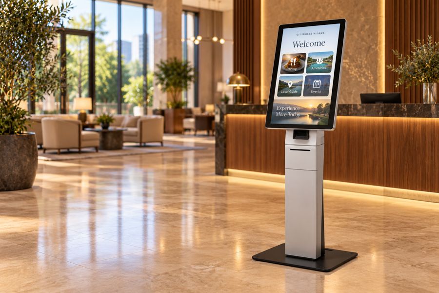 Silver CityPulse kiosk in a hotel lobby